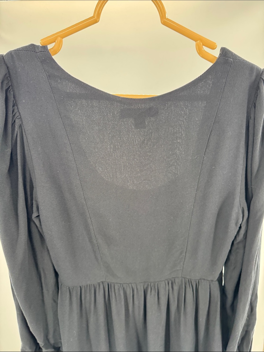 And Now This square neck Black Long-Sleeve Midi Dress slit M casual witchy - Picture 10 of 13